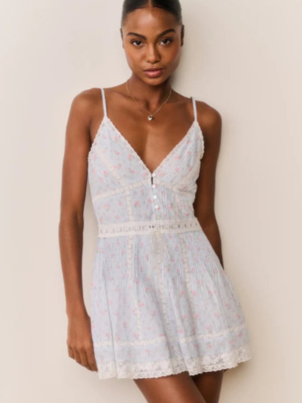 LoveShackFancy zirelle floral cotton lace trimmed chapparal blue 0